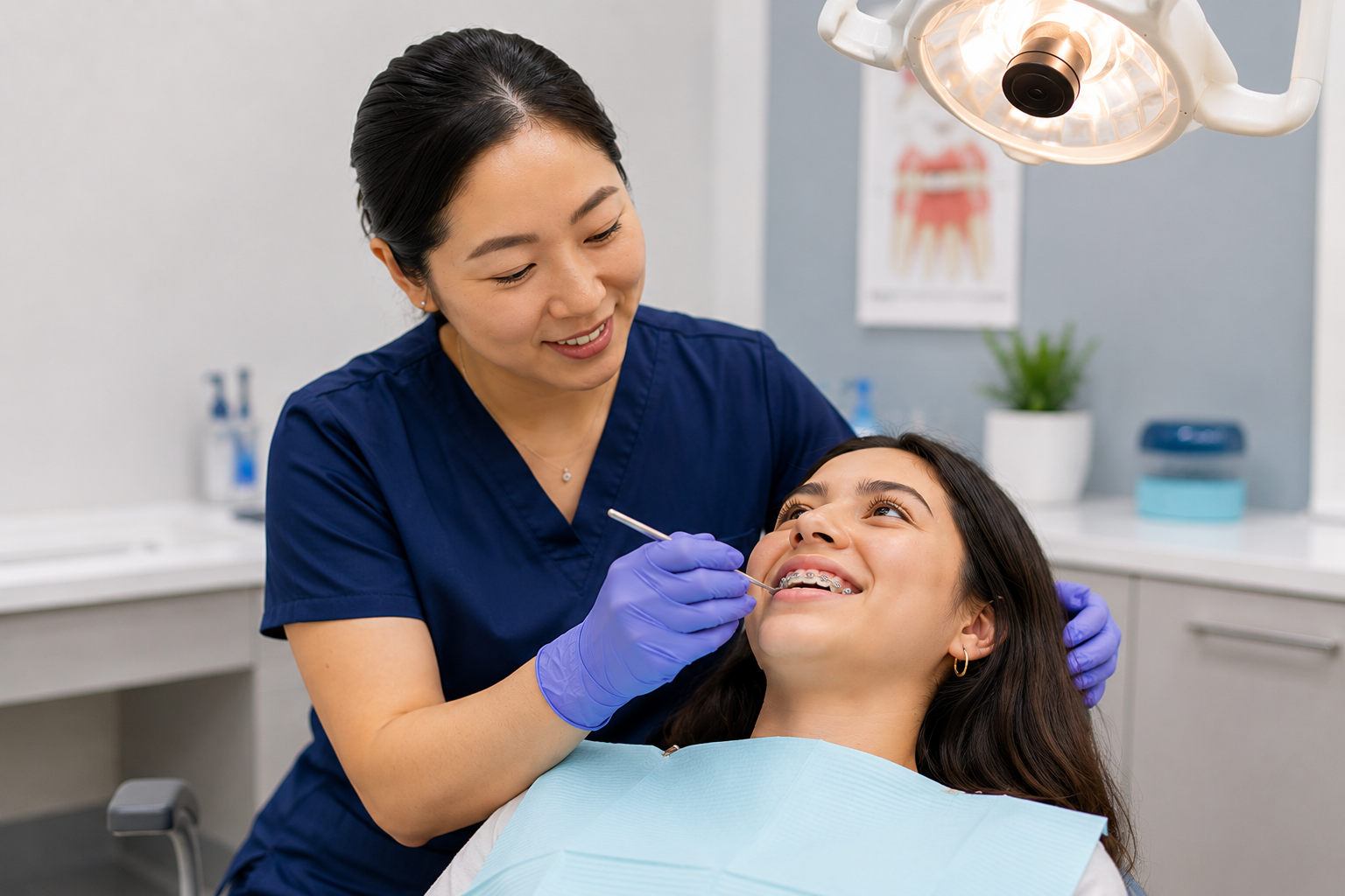 Ortodoncista de Top Dental explicando tratamiento de brackets