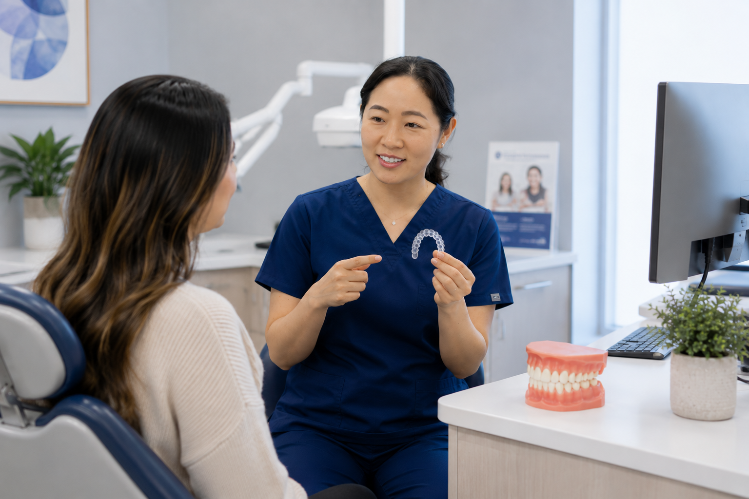 Doctor explaining clear aligners to a patient